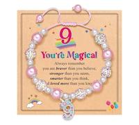 PENCHEAK Pulsera Mágica Joya De Cumpleaños Pulsera Joyería De Muñeca para Niñas con Cuentas para Cumpleaños Rainbow Cz