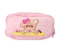 Pencil Bag Cute Puppy Pattern Large Capacity Cotton Pencil Pouch for Students Kids School Supplies (Pink)