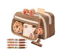 Pencil Case, Pen Pouch, Cute 9-Layer Large Capacity with Quirky Capybara Print Pencil Holder for Work Supplies, Teen Girls, 8.27x5.12x2.95 Inches, PVC and Canvas, Multicolor, riferimento Alla