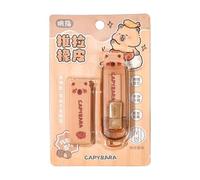 Pencil Eraser, Drawing Erasers, 0.79x2.36 Inches Retractable Block Capybara Design, Easy Grip Soft Rubber, Eraser Tips Pad for Artworks, Students, Teachers, Classroom, School