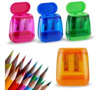 Pencil Sharpeners, 4 Pcs Pencil Sharpeners Manual,Dual Holes Compact Colored Handheld Pencil Sharpener for Kids with Lid Adults Students School Class Home Office