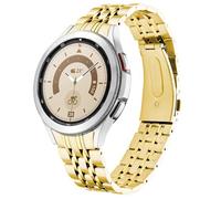 Pencoda Correa sin huecos compatible con Samsung Galaxy Watch 6/5/4 Pro Classic de 43 mm, 47 mm, 45 mm, 40 mm, 44 mm, 42 mm, 46 mm, correa de repuesto de acero inoxidable para hombre, grande y pequeña