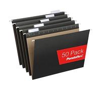 Pendaflex Carpetas colgantes para archivos, paquete de 50 carpetas colgantes negras tamaño carta con pestañas ajustables de corte 1/5, 8.5 x 11 pulgadas