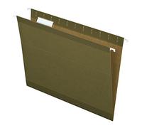 Pendaflex Carpetas colgantes reforzadas, tamaño carta, verde estándar, corte 1/5, incluye pestañas e insertos, caja de 25 unidades (41521AMZ)