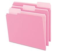 Pendaflex Carpetas de archivos de color en dos tonos, tamaño de carta, corte 1/3, rosa, 100 por caja (152 1/3 pin)