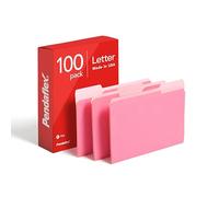 Pendaflex Carpetas de archivos de color en dos tonos, tamaño de carta, corte 1/3, rosa, 100 por caja (152 1/3 pin)