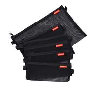 Pendancy - Surtido de carteras de malla con cremallera de varios tamaños, de nailon, ultraligeras, para oficina, bolsa de viaje, con cremallera, 5 unidades, negro, surtidos