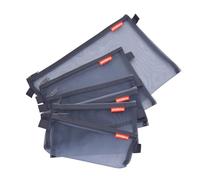 Pendancy - Surtido de carteras de malla con cremallera de varios tamaños, de nailon, ultraligeras, para oficina, bolsa de viaje, con cremallera, 5 piezas, color gris