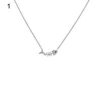 Pendant Charming Necklace for Women&Exquisite Fishbone Rhinestone Inlaid Collarbone Necklace Jewelry Decor for Her,Colour:Silver (Color : Silver)