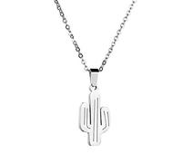 Pendant Charming Necklace for Women&Fashion Cactus Unisex Necklace Jewelry Party Banquet Cocktails for Her,Colour:Golden (Color : Silver)