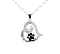 Pendant Charming Necklace for Women&Letters Rhinestone Hollow Heart Dog Paw Necklace Women Party Jewelry for Her,Colour:Silver (Color : Silver)