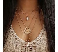 Pendant Charming Necklace for Women&Vintage Beach Shell Multi-Layer Necklace Women Chain Party Jewelry for Her,Colour:Golden (Color : Golden)