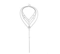 Pendant Charming Necklace for Women&Women Fashion Chain Rhinestone Tassel Multilayer Party Club Necklace for Her,Colour:Silver (Color : Silver)