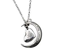 Pendant Elegant Charming Necklace for Women & Fashion I Love You Moon Heart Necklace Women Neck Chain Jewelry, Best Gift for Her,Colour:Silver (Color : Silver)