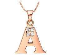 Pendant Elegant Gold Plated Necklace Zirconia Alphabet Amusing Design,Colour:W Zirconia (Color : A Zirconia)