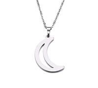 Pendant Elegant Lover'S Moon Gold and Silver Color Necklace Engagement Jewelry,Colour:Silver (Color : Silver)