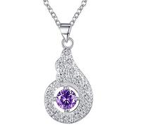 Pendant Elegant Silver Plated Necklace Zirconia Whistle Shaped Model,Colour:White Zirconia (Color : Purple Zirconia)