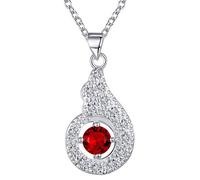 Pendant Elegant Silver Plated Necklace Zirconia Whistle Shaped Model,Colour:White Zirconia (Color : Red Zirconia)