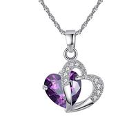 Pendant Elegant Silver Women Silver Crystal Zircon Coraz ¨ ® n Chain Necklace Sterling Silver Beautiful Gift for The NI? As,Colour:Blue (Color : Purple)