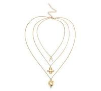 Pendant Elegant Vintage Multilayer Women Jewelry Inlaid Rhinestone Choker Moon Necklace,Colour:Silver (Color : Golden)