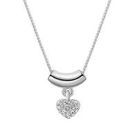 Pendant Elegant Women Necklace White Cubic Zirconia Double Love Heart,Colour:White Gold (Color : White Gold)