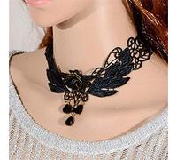 Pendant Elegant Women's Black Rose Teardrop Bead Lace Choker Collar Necklace