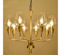 Pendant Lamp Living Room Fixtures Foyer Copper E14 Led Chandelier Glass Shades (Size (6 Light Round)
