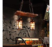 Pendant Light Industrial Vintage Hanging Lamp Chandelier Wood Metal E27 Rustic Linear Ceiling Lighting for Living Room Dining Restaurant Cafe Hotel Hallway Basement Decoration