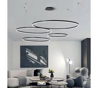 Pendant Light LED Pendant Lamp Dining Room Metal Ring Chandelier Height Adjustable Living Room Lamp Dimmable with Remote Control Pendant Lamp Dining Table Pendant Lamp Acrylic Ceil Star of Light