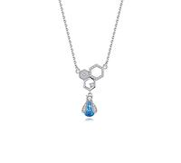 Pendant Necklace,925 Blue Bee Crystal Honeycombcle Cnecklace Women Symbol Hardworking Mother Gift/Blue Crystal
