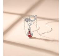 Pendant Necklace,925 Blue Bee Crystal Honeycombcle Cnecklace Women Symbol Hardworking Mother Gift/Pink Crystal