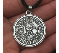 Pendant Necklace,Men Amulet Jewelryng Double War Horse Greek Latin Knights Templar Exquisite Commemorative Seal Necklace Jewelry Gift/Cotton Rope