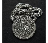 Pendant Necklace,Men Amulet Jewelryng Double War Horse Greek Latin Knights Templar Exquisite Commemorative Seal Necklace Jewelry Gift/Link C