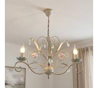 Pendelleuchte Blanco 3x E14 Ø62cm Araña Lámpara Colgante Floral Interior Comedor