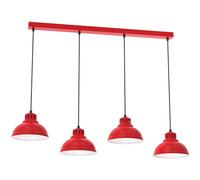 Pendelleuchte Cocina Metal Rojo Blanco 4-flammig E27 Desván Colgante Comedor