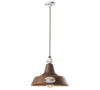 Pendelleuchte Colgante Metal Cerámica Redondo Ø 35CM Tostado Blanco E27 Vintage