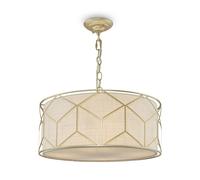 Pendelleuchte Colgante Redondo Metal Tela Ø 45CM en Dorado Natural 4x E27 Mesa