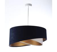 Pendelleuchte Colgante Tela Azul Blanco Oro E27 Redondo Ø 50CM Velur Óptica