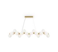 Pendelleuchte Comedor Moderno 123,5 CM Largo Oro Blanco de Cristal Metal Lámpara