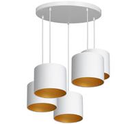 Pendelleuchte Comedor Oro Blanco Tela Metal 58CM E27 Lámpara Colgante Blendarm
