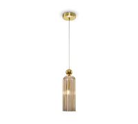 Pendelleuchte Cristal Pantalla Metal Coñac Oro Redondo Ø10 CM E14 Lámpara Cocina