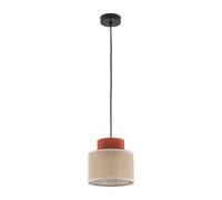 Pendelleuchte Haengeleucht Yute Tela Metal Ø 20CM Angosto Negro Natural Rojo