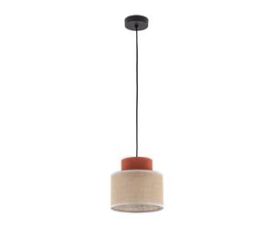 Pendelleuchte Haengeleucht Yute Tela Metal Ø 20CM Angosto Negro Natural Rojo