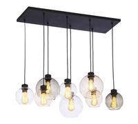 TK Lighting Lámpara colgante Cubus, 85 cm, 8 luces, transparente/miel/marrón, cristal