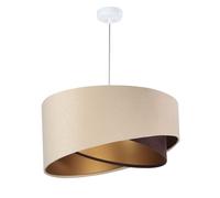 Pendelleuchte Tela Pantalla en Beige Oro Braun Redondo Ø50cm Comedor Lámpara