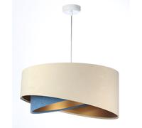 Pendelleuchte Tela Redondo Ø 50CM Crema Azul Oro E27 Velur Óptica Colgante