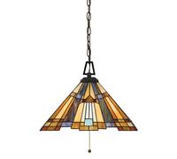Pendelleuchte Tiffany Estilo Bronce 3-flmg Anguloso Ajustable Colgante Salón