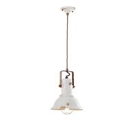 Ferroluce Lámpara colgante C1691 de diseño industrial en blanco