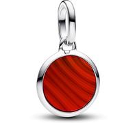 PANDORA ME 793389C01 - Mini medallón de cristal de Murano rojo grabado de plata de ley con turquesa artificial compatible con pulseras ME y Moments, talla única, Plata de ley, No es una piedra