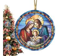 Pendentif En Acrylique De Noël - Ornement Rond 2D 8 cm Pour Arbre De Noël Avec Corde, Décoration Transparente Faite À La Main | Décor Festif Pour Fenêtre, Porte, Fête, Nouvel An Et Cadeau De Saison
